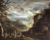 萨尔瓦多 罗萨 : River Landscape with Apollo and the Cumean Sibyl